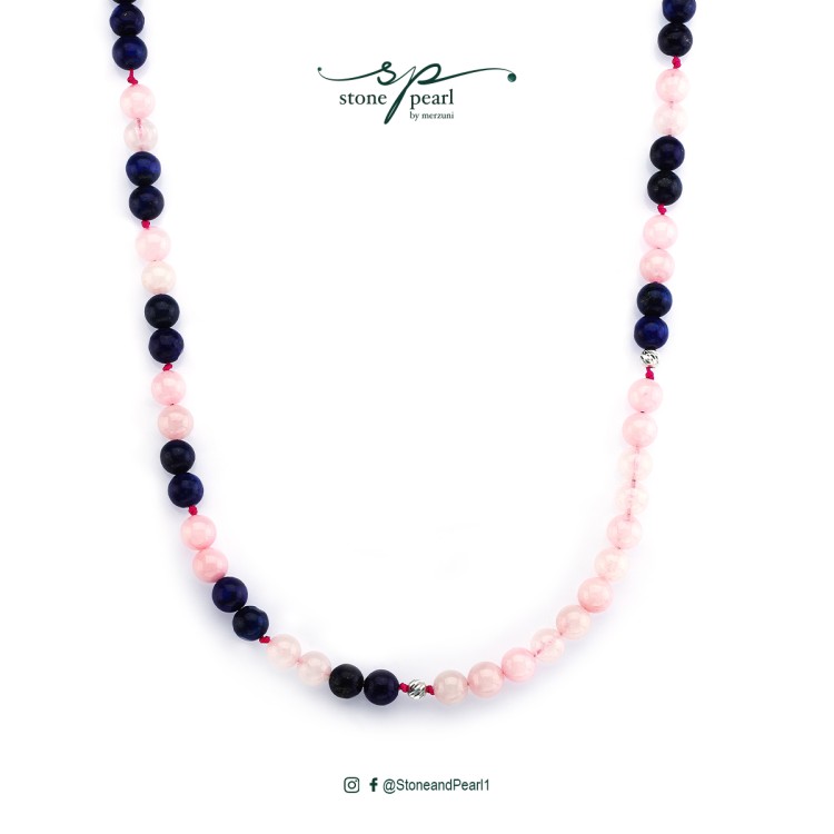 Rose Quartz and Blue Lapis Lazuli Necklace