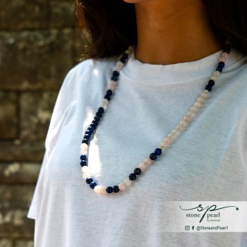 Rose Quartz and Blue Lapis Lazuli Necklace