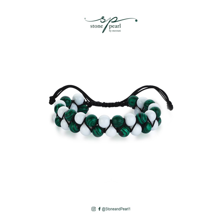 green malachite and  blue aquamarine bracelet