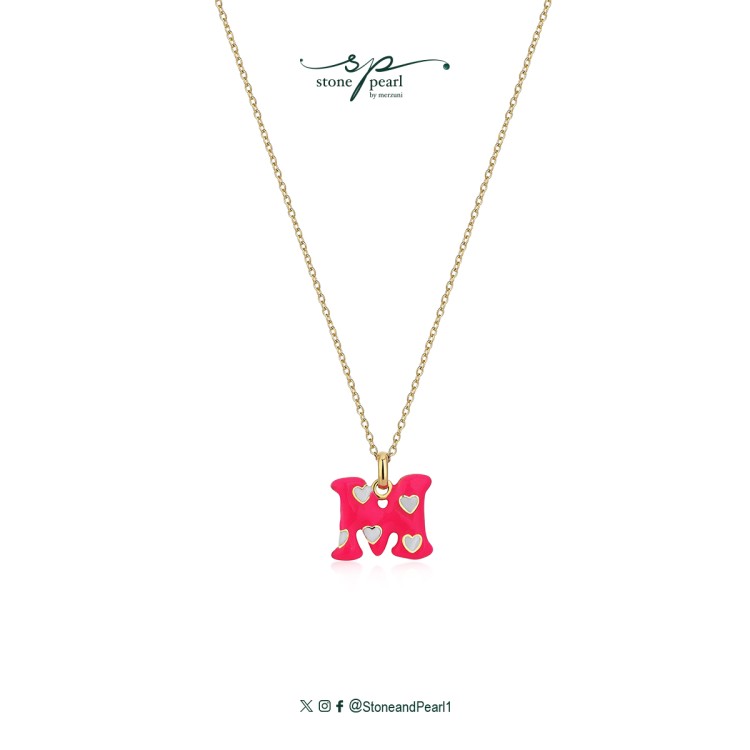 Glowing Letter(M) Pink Pendant