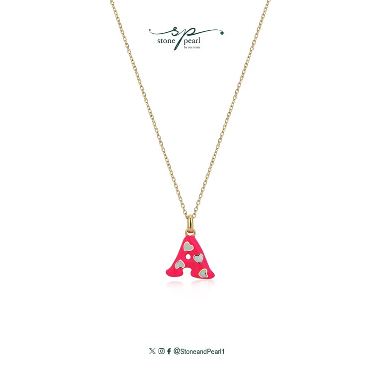 Glowing Letter(A) Pink Pendant