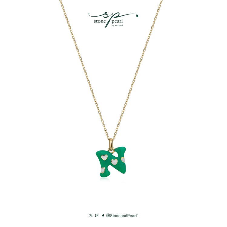 GLOWING LETTER(N) PENDANT- green