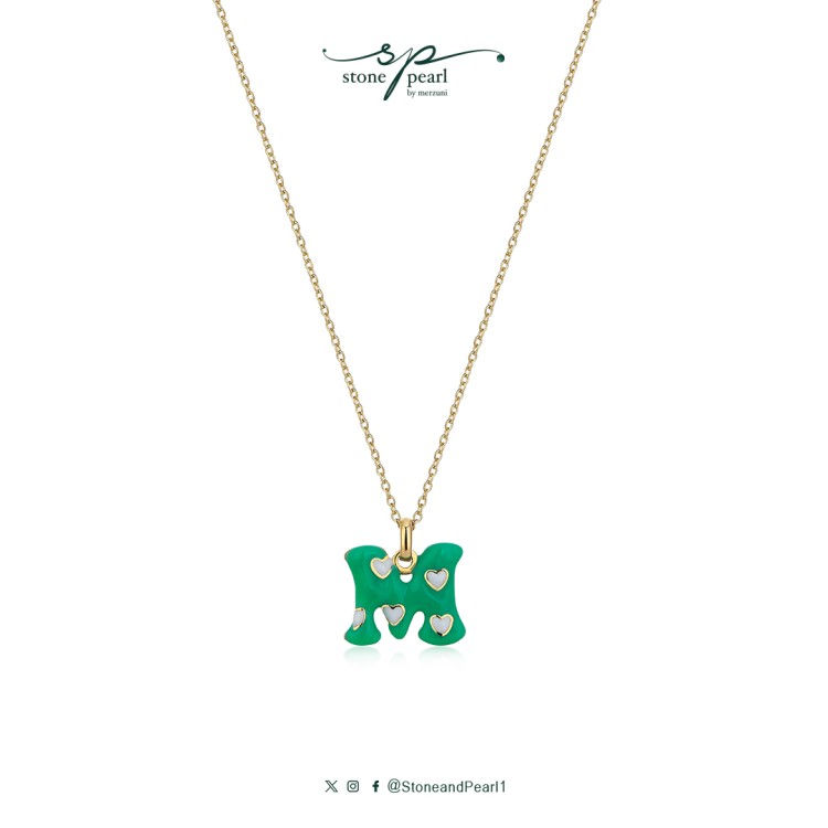 GLOWING LETTER (M) PENDANT- green