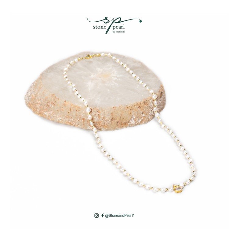 Pearl and Zircon necklace (short)